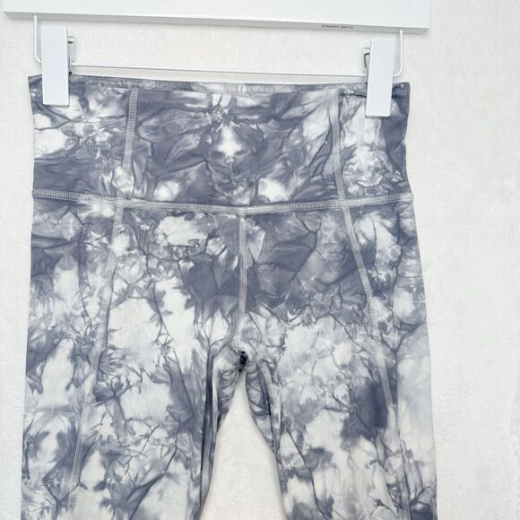 ATHLETA Salutation Tie Dye Ankle 7/8 Leggings Stash Pocket Gray White Sz XS - Picture 4 of 11